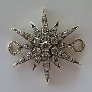 H. Stern 18K Gold Diamond LARGE Star Pendant With Leather Cord Necklace